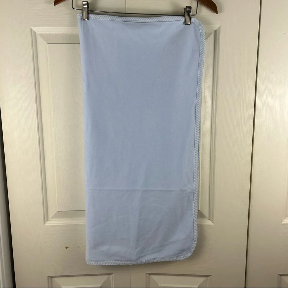 RN 59478 Teddy Bear Hot Air Balloon Hooded Towel Blanket Blue Gingham Plaid